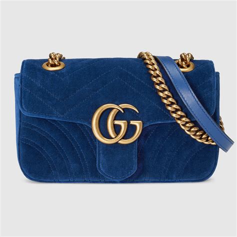 gucci marmont mini blue velvet|authentic gucci marmont.